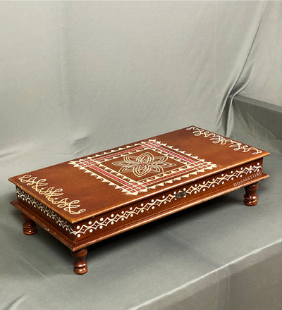 Sri Meenakshi Wooden Kollam Painted Pooja Chowki & Bajot Patta For Home - D'DASS Store