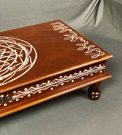 Sri Yantra Handpainted Painted Pooja Chowki & Bajot Patta For Home - D'DASS Store