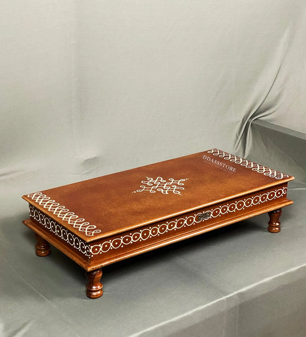 Wooden Handpainted Kollam Pooja Chowki & Bajot Patta For Home - D'DASS Store