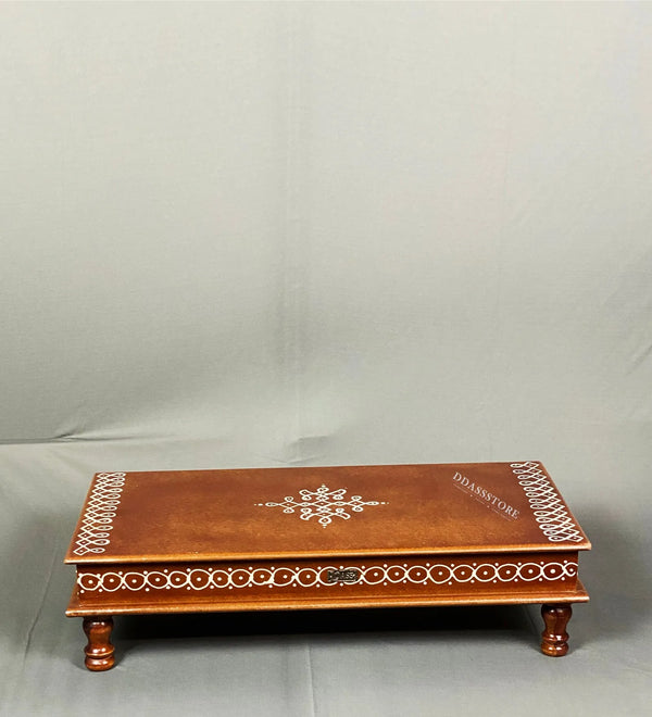 Wooden Handpainted Kollam Pooja Chowki & Bajot Patta For Home - D'DASS Store