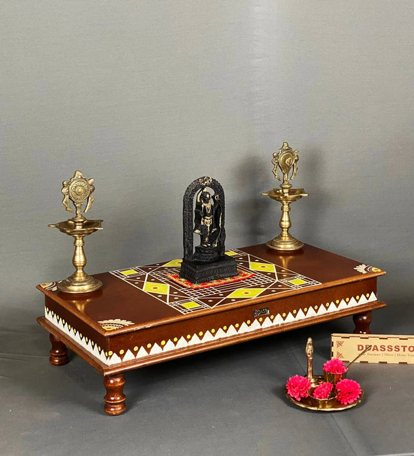 Shri Ganesh Chaturthi Wooden Pooja Chowki & Bajot Patta For Home - D'DASS Store