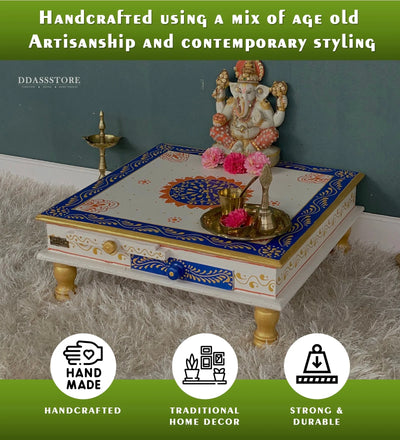 Pooja Chowki & Bajot For Home &amp; Office | DDASSBJT131_WB - D'DASS Store