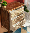 Distressed Solid wood HandCarved Bedside Table for Bed - D'DASS Store