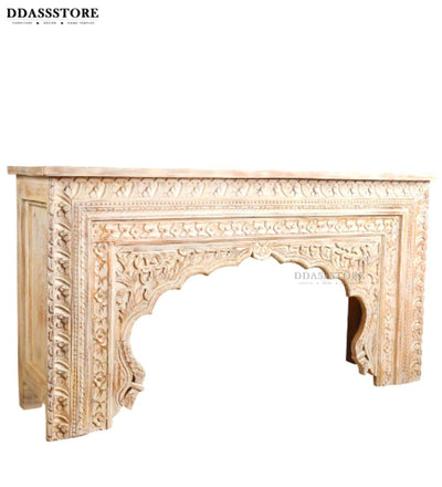 Rustic White Solid wood HandCarved Console & Side Table - D'DASS Store