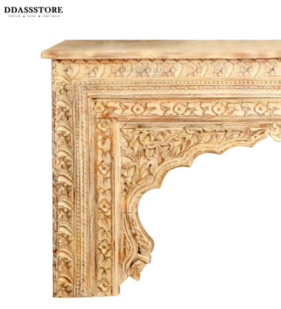 Rustic White Solid wood HandCarved Console & Side Table - D'DASS Store