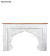 Rustic White Solid wood HandCarved Console & Side Table