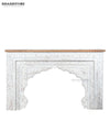 Rustic White Solid wood HandCarved Console & Side Table - D'DASS Store