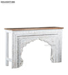 Rustic White Solid wood HandCarved Console & Side Table