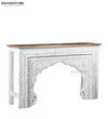 Rustic White Solid wood HandCarved Console & Side Table - D'DASS Store