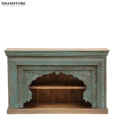Rustic Green Solid wood HandCarved Console & Side Table - D'DASS Store