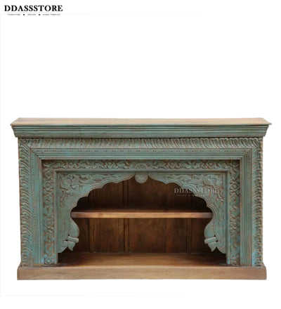 Rustic Green Solid wood HandCarved Console & Side Table - D'DASS Store