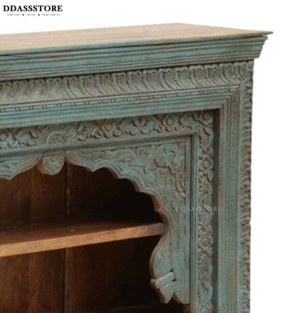 Rustic Green Solid wood HandCarved Console & Side Table - D'DASS Store