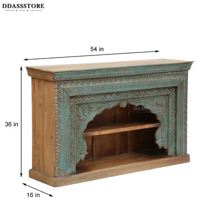 Rustic Green Solid wood HandCarved Console & Side Table - D'DASS Store