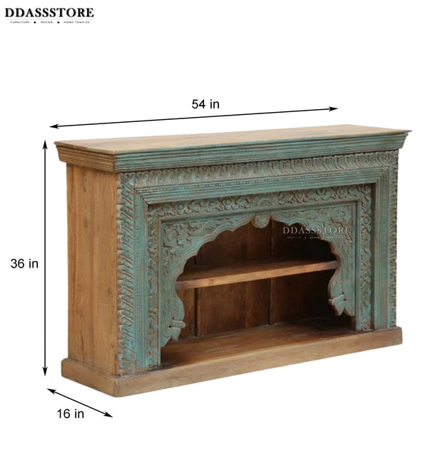 Rustic Green Solid wood HandCarved Console & Side Table - D'DASS Store