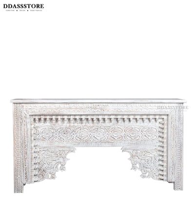 Rustic White Solid wood HandCarved Console & Side Table - D'DASS Store