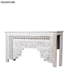 Rustic White Solid wood HandCarved Console & Side Table