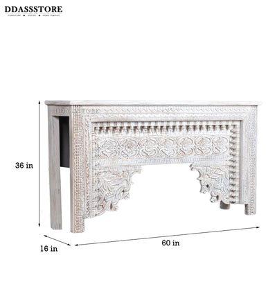 Rustic White Solid wood HandCarved Console & Side Table - D'DASS Store