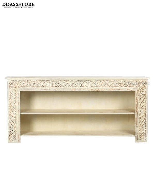 Distressed White Solid wood HandCarved Console & Side Table - D'DASS Store