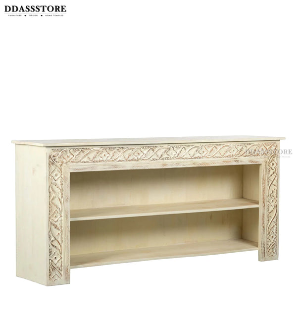 Distressed White Solid wood HandCarved Console & Side Table - D'DASS Store