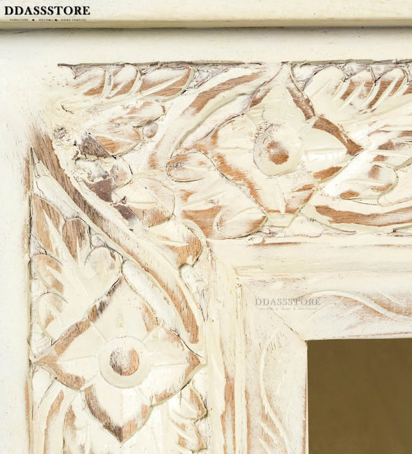 Distressed White Solid wood HandCarved Console & Side Table - D'DASS Store