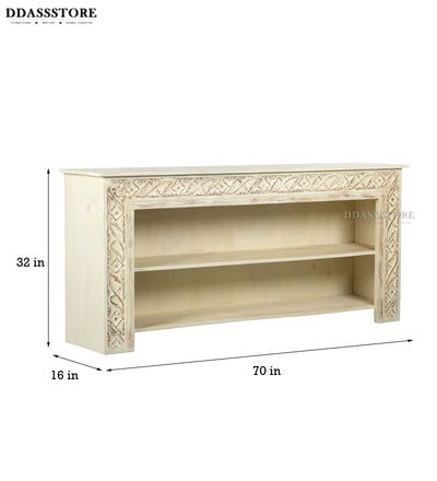 Distressed White Solid wood HandCarved Console & Side Table - D'DASS Store