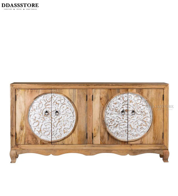 Distressed White Solid wood HandCarved Console & Side Table - D'DASS Store