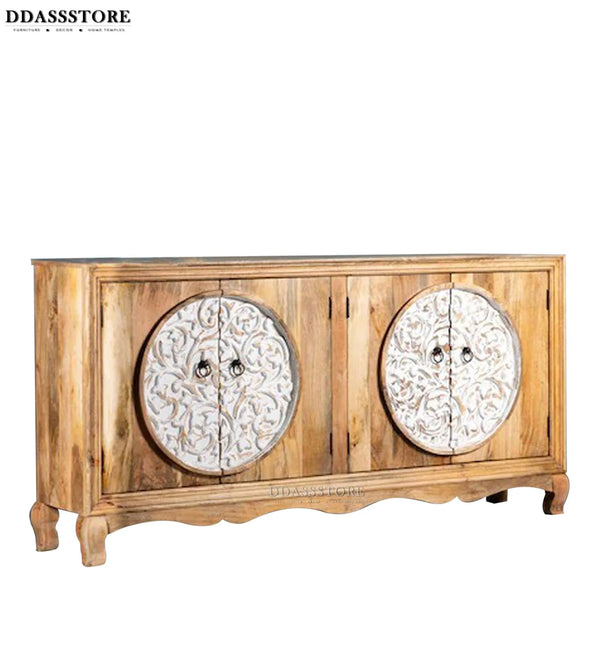 Distressed White Solid wood HandCarved Console & Side Table - D'DASS Store