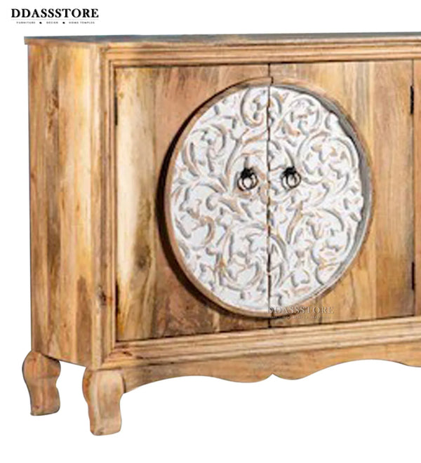 Distressed White Solid wood HandCarved Console & Side Table - D'DASS Store