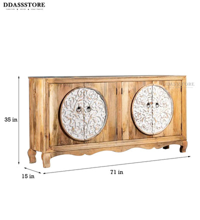 Distressed White Solid wood HandCarved Console & Side Table - D'DASS Store