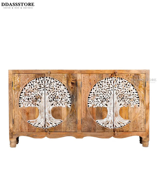 Distressed White Solid wood HandCarved Console & Side Table - D'DASS Store