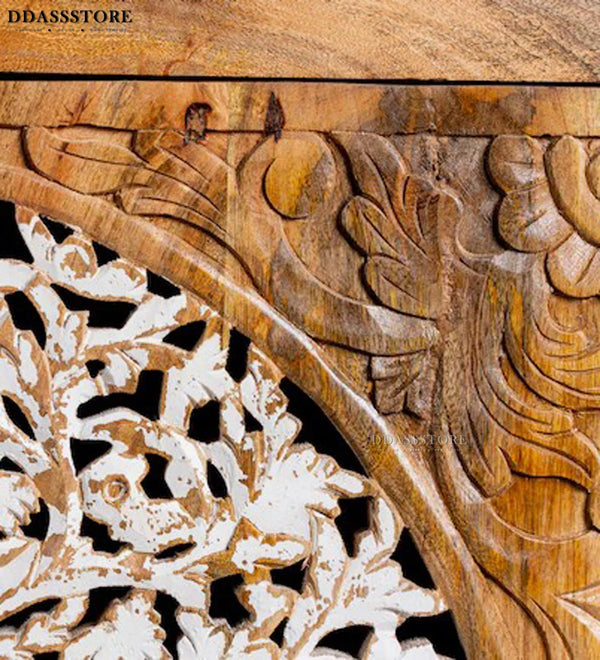 Distressed White Solid wood HandCarved Console & Side Table - D'DASS Store