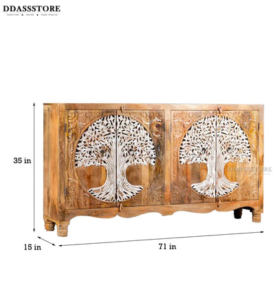 Distressed White Solid wood HandCarved Console & Side Table - D'DASS Store