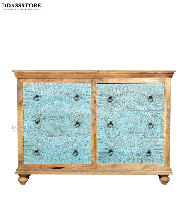 Rustic Natural Green Solid wood HandCarved Console & Side Table - D'DASS Store