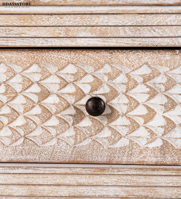 Distressed White Solid wood HandCarved Console & Side Table - D'DASS Store