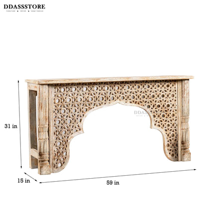 Distressed White Solid wood HandCarved Console & Side Table - D'DASS Store