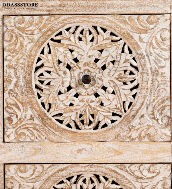 White Solid wood HandCarved Console & Side Table - D'DASS Store