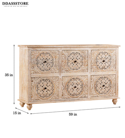 White Solid wood HandCarved Console & Side Table - D'DASS Store
