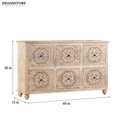 White Solid wood HandCarved Console & Side Table - D'DASS Store