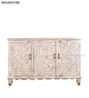 Rustic White Solid wood HandCarved Console & Side Table - D'DASS Store