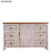 Rustic White Solid wood HandCarved Console & Side Table