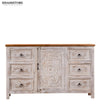 Rustic White Solid wood HandCarved Console & Side Table - D'DASS Store