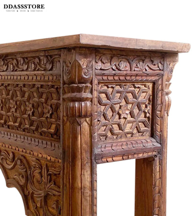 Rustic Natural Solid wood HandCarved Console & Side Table - D'DASS Store