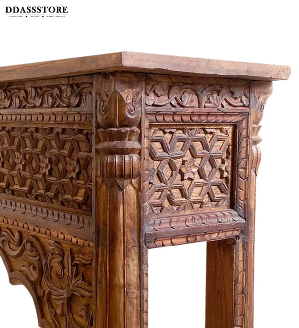 Rustic Natural Solid wood HandCarved Console & Side Table - D'DASS Store