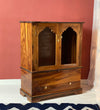 Veneer and Sheesham Wooden Pooja Mandir With Door For Home & Office