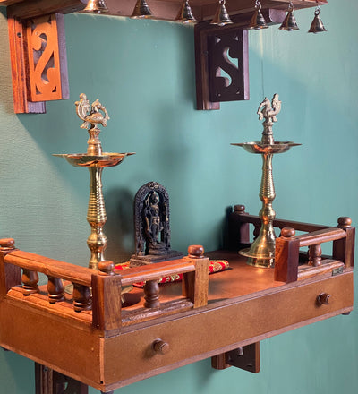 Wall Mounted Wooden Gopuram and Pooja Shelf for Home | Ganesh Chaturthi Special - D DASS Store