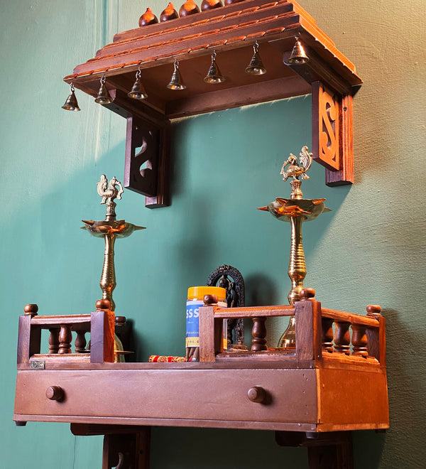 Wall Mounted Wooden Gopuram and Pooja Shelf for Home | Ganesh Chaturthi Special