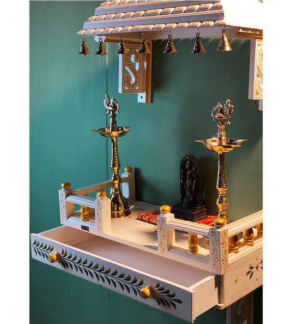 Wall Mounted Wooden Gopuram and Pooja Shelf for Home | Griha pravesh Special - D DASS Store