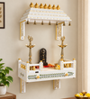 White Wall Mounted Wooden Gopuram and Pooja Shelf for Home | Festive Special - D DASS Store