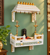 White Wall Mounted Wooden Gopuram and Pooja Shelf for Home | Festive Special - D DASS Store