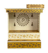 Blue Gold Hand Painted Wooden LED Pooja Mandir